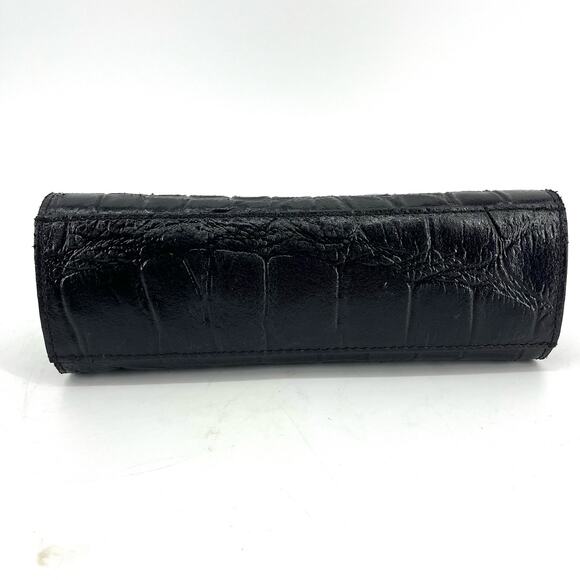 Persaman Black Leather Small Rectangle Crossbody Bag Flap - Picture 5 of 9